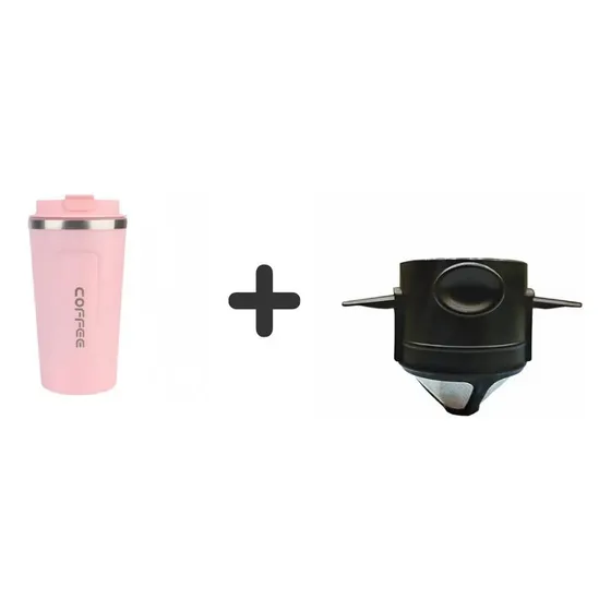 Pack Mug Térmico + Filtro De Cafe Portátil Reutilizable