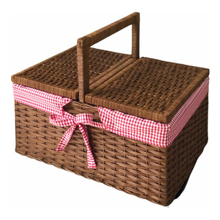 Canasta Picnic De Mimbre Importado Costurero Organizador Gde Marrón Canasta Picnic De Mimbre Importado Costurero Organizador Gde Marrón