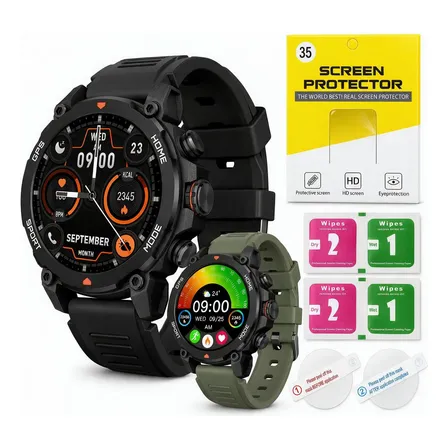 Relógio Inteligente Aurafit G6 Com Gps À Prova D'água 5atm Preto Sport Preto E Verde-militar
