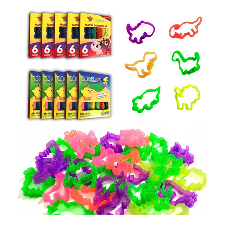 30 Massinha De Modelar + 30 Forminha Cortador Molde Infantil Cor Sortido 30 Massinha De Modelar + 30 Forminha Cortador Molde Infantil Cor Sortido