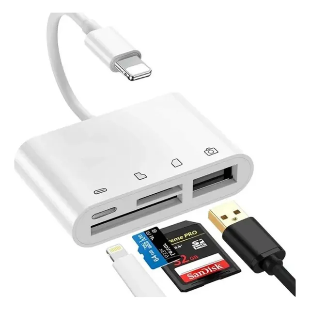 Adaptador Lector Tarjeta Memoria Microsd Sd 4en1 128 iPhone