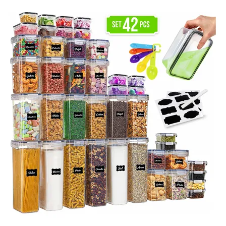 Recipientes Herméticos De Almacenamiento De Cocina 42 Pz Color Transparente