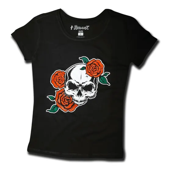 Camiseta Calavera Rosas - Mujer 