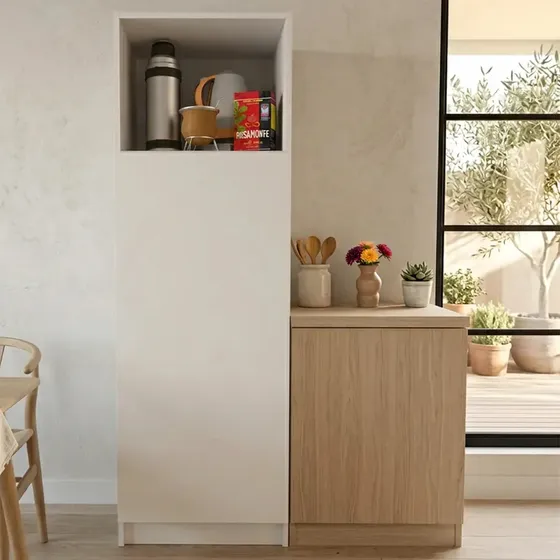 Despensero Vertical Blanco de Melamina con 1 Puerta y Repisa para Cocina Home Collection