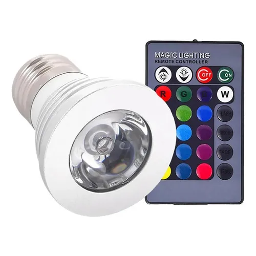 Lâmpada Led Dicróica Rgb 16 Cores 5w Bivolt E27 Com Controle
