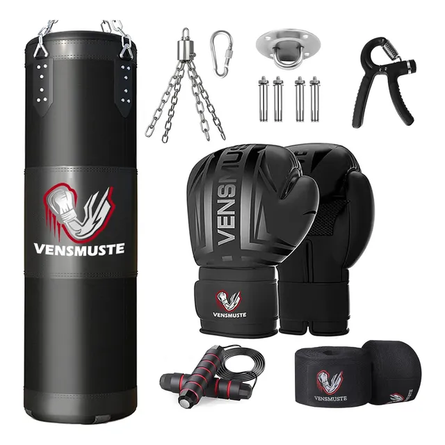Set De Boxeo Saco Guantes Vendas Cuarda Hand Grip Mma Karate