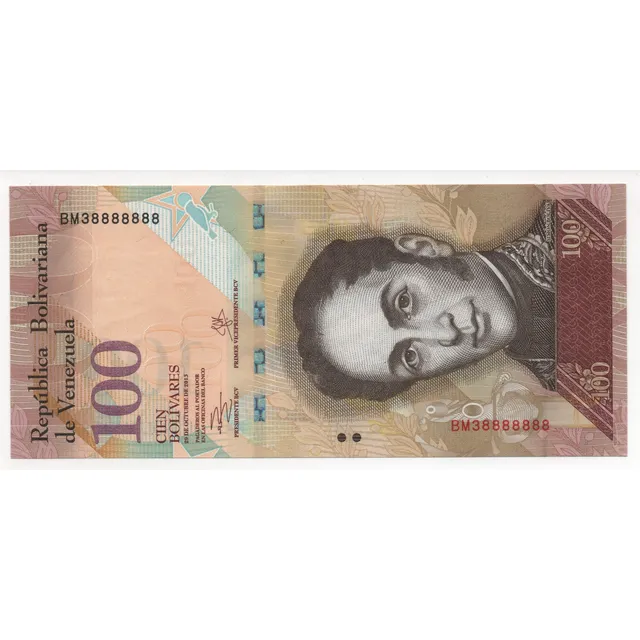 Billete De 100 Bsf Serial Casi Solido Octubre 2013 Unc