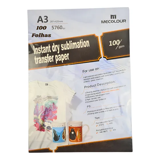 Papel Sublimático A3 Mecolour Branco Pacote C/100 Folhas