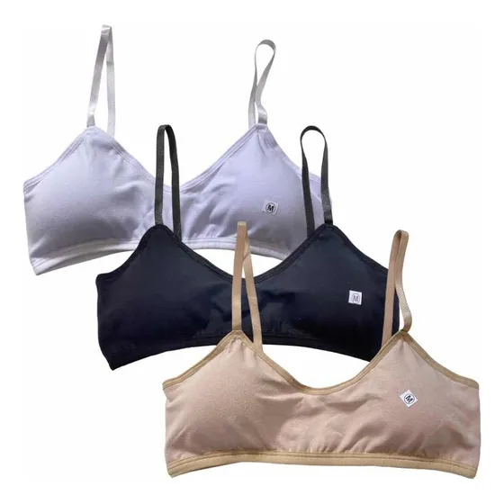 3 Top Cotton Com Bojo Soft Removível Juvenil E Adulto Teen