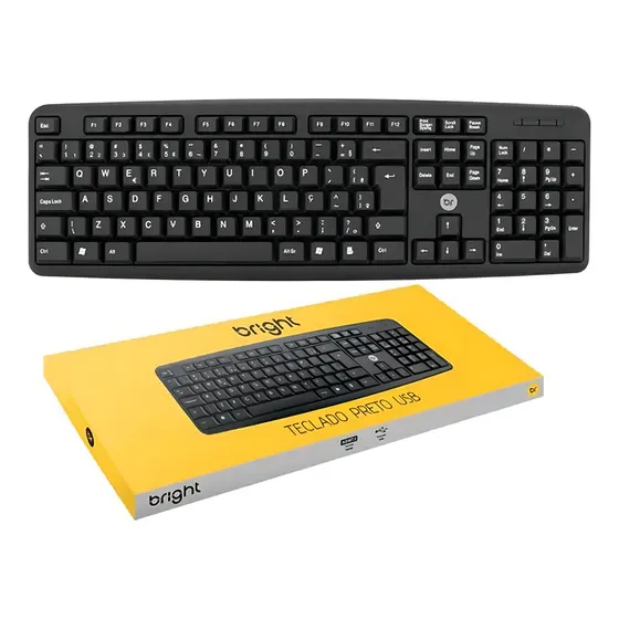 Teclado Bright 0014 QWERTY Português Brasil Cor Preto