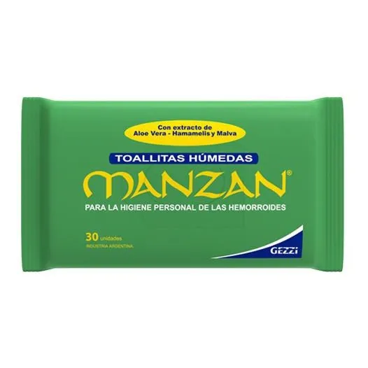 Manzan Toallitas Húmedas Higiene Personal Hemorroides X 30 Unidades
