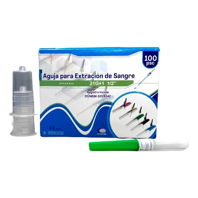 Aguja Multiple Vacutainer 21gx11/2 Y 22gx1, Caja X 100 Unds
