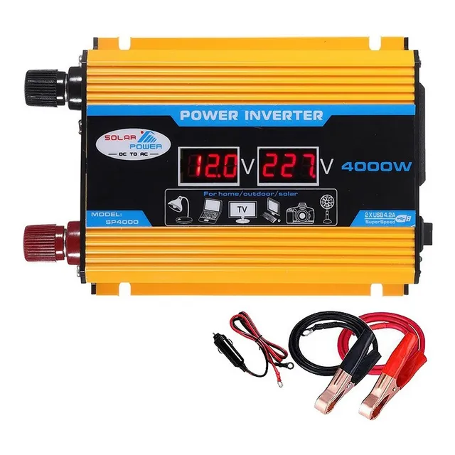 Inversor Coche 2 Salidas 4000 W Smart Digital 12 V-220 V