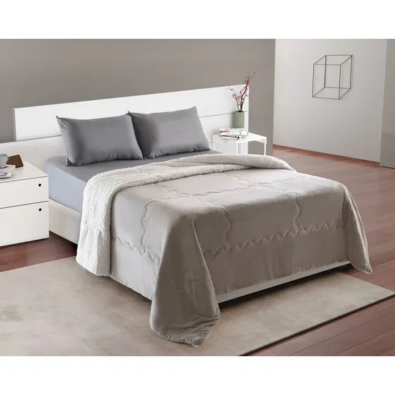Acolchado Edredon Flannel Con Corderito 2 1/2 Queen Size
