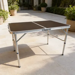Mesa Dobrável Maleta Portátil Alumínio Camping Praia 90x60 Preto