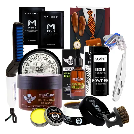 Kit Barbería Hombre Regalo Aceite/cera/navaja De Afeitar