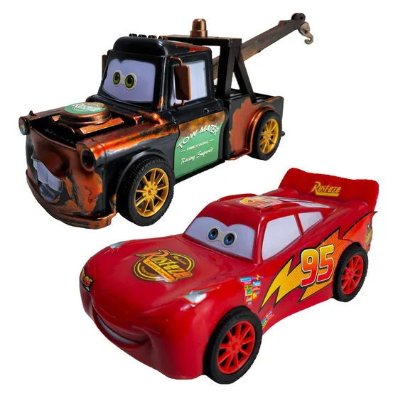 2 Autos Cars En Caja Rayo Mcqueen Y Mate Juguete A Friccion