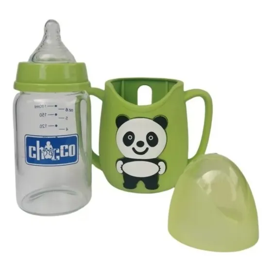 Mamadera De Vidrio Con Funda Silicona Para Bebes Lactancia.