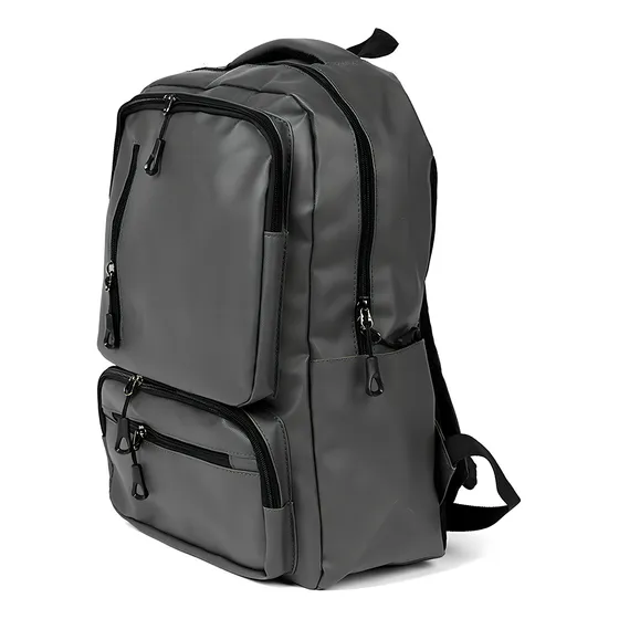 Mochila Urbana Clásica Con Múltiples Bolsillos Canva Color Gris Diseño De La Tela Liso