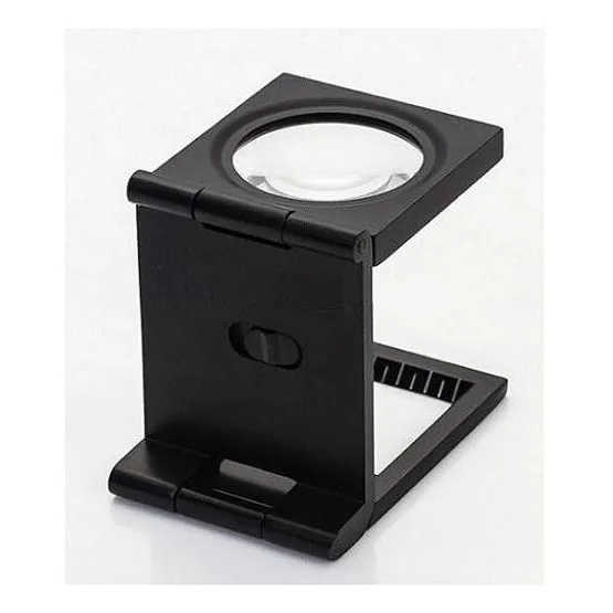 Lupa Conta-fios 10x Metal + Escala + Bolsa Em Couro + Led