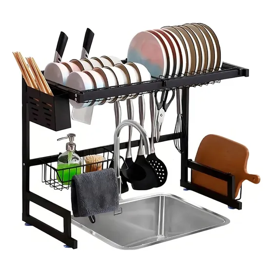 Soul 2 plantas 65cm rack organizador de cocina escurridor negro