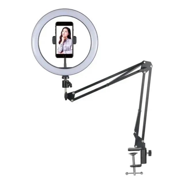 Brazo Articulado Con Aro De Luz 26cm Y Soporte Para Celular