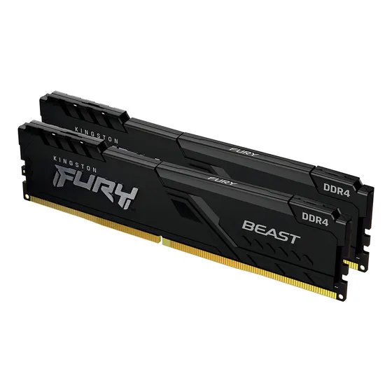 Kingston Fury Beast Black 64gb Kit (2x32gb) 3200mhz Ddr4 Cl16 Udimm Memoria Gamer Para Pc Color Negro (kf432c16bbk2/64)
