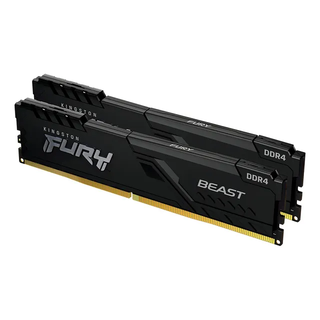 Kingston Fury Beast Black 64gb Kit (2x32gb) 3200mhz Ddr4 Cl16 Udimm Memoria Gamer Para Pc Color Negro (kf432c16bbk2/64)