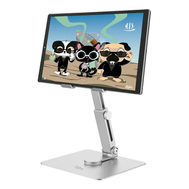 Soporte Aluminio Ajuste Giratorio 360 Para iPad Tablet Pro Color Plateado
