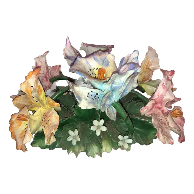 Centro De Mesa Capodimonte Cesta Con Orquideas Buen Estado
