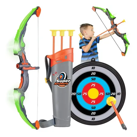 Arco E Flecha Brinquedos Meninos 5-7 Anos Fantasia Ventosa Infantil Led C/alvo Bolsa Verde-escuro