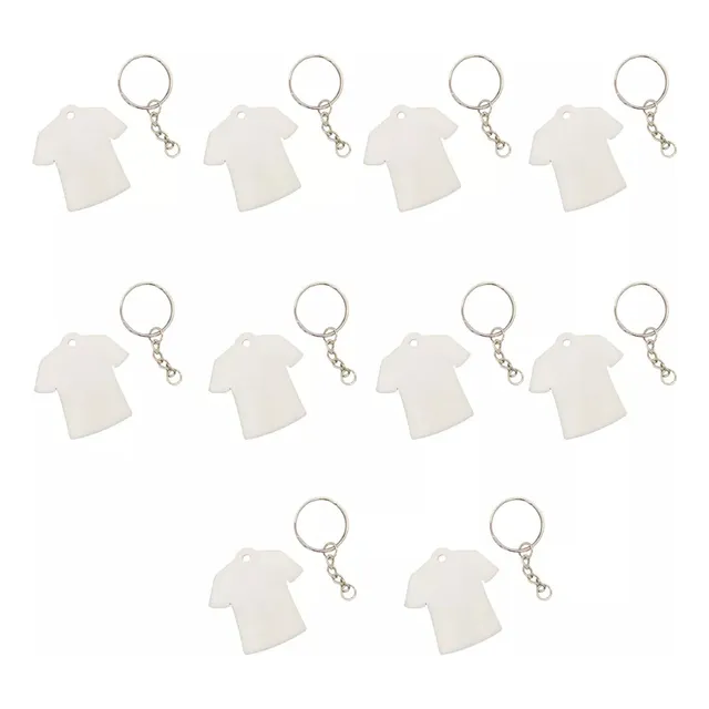 10 Llaveros Acrilico Blanco Sublimables En Forma De Polera