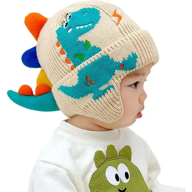 Gorro Con Estampado De Dinosaurios Para Niños Otoño-invierno