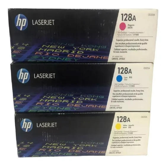 Juego Toners Hp 128a 3 Colores (c,a,m) Tinta Cian