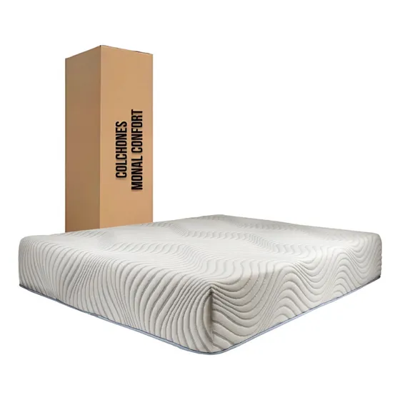 Colchon Queen Size Tech Memory Foam En Caja 25 Cm De Grueso Color Azul Claro