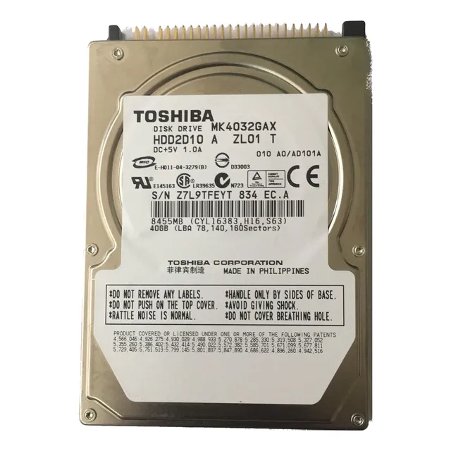 Toshiba 40gb 5.4k 8mb Ide Ata 2.5'' Mk4032gax Disco Portatil