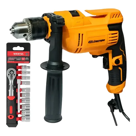 Taladro de Impacto Lüsqtoff 3200 RPM 710 Watts + Tubos Naranja 50 Hz