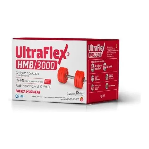 Ultraflex Hmb 3000 Colageno En Polvo 15 Sobres De 14g Sabor Frutos Rojos TRB Pharma