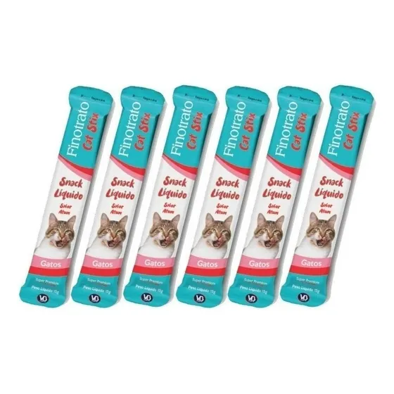 Combo Finotrato Cat Stix Atum 15g Sachê Snack Gatos