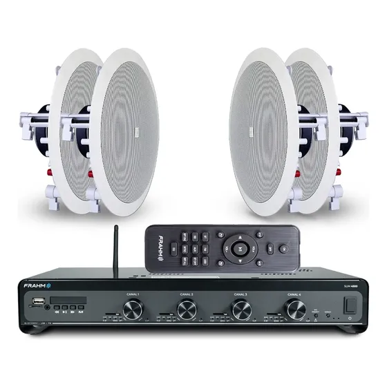 Kit Som Ambiente Slim 4500 + 4 Arandelas Jbl P/ Teto 25w Rms