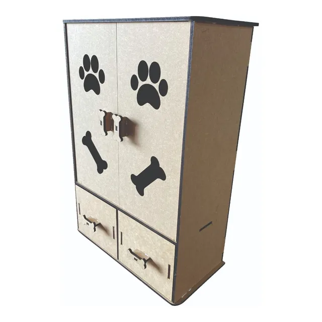 Guarda Roupas Pet P/ Cachorro Organizador Objetos Mdf Cru