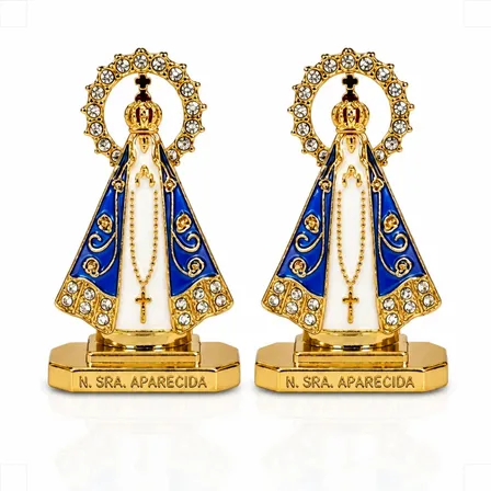 Kit 2 Nossa Senhora Aparecida Painel Carro Fita Dupla Face  Dourado