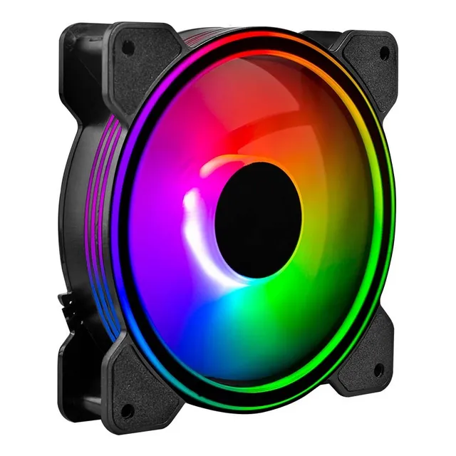 Kit 3 Ventiladores Gamer Balam Rush Eolox Blaze EX50K 120mm ARGB Diseño Circular Borde LED Rainbow 1500RPM Negro 3 Pin Controladora BR-937986