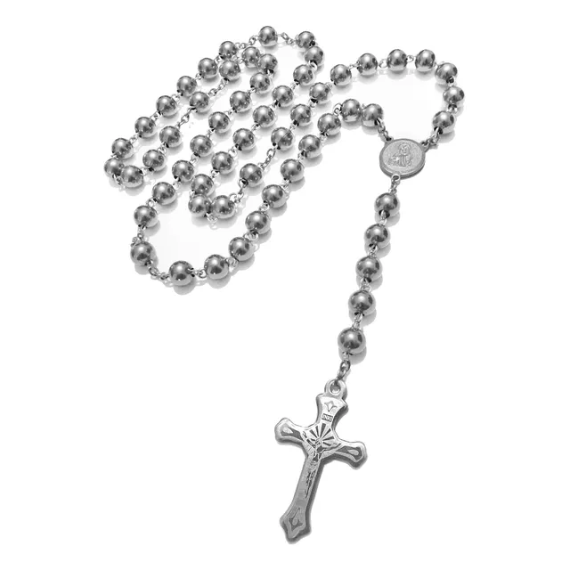 Camandula Rosario Acero Plateado Macizo 8mm Iconic Store