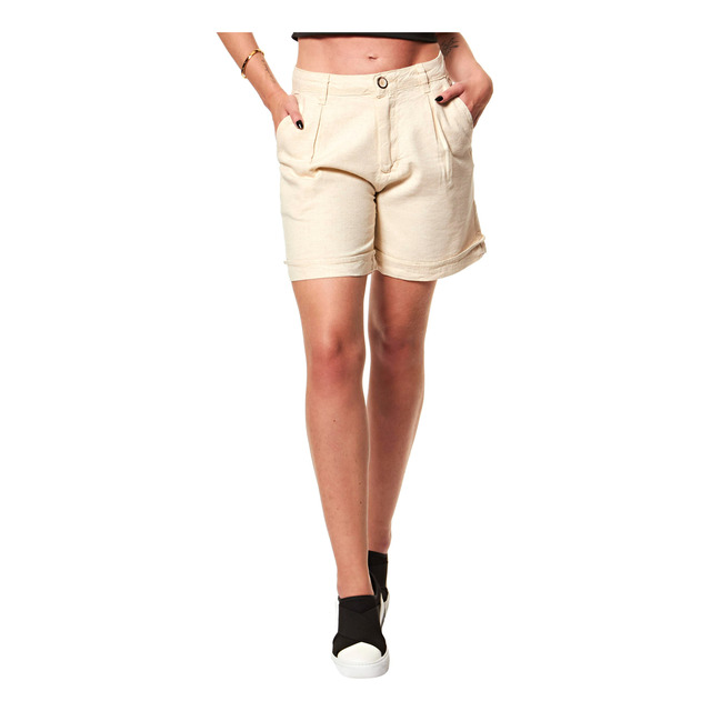 Short Feminino Linho Cintura Alta Branco Sawary Short Feminino Linho Cintura Alta Branco Sawary