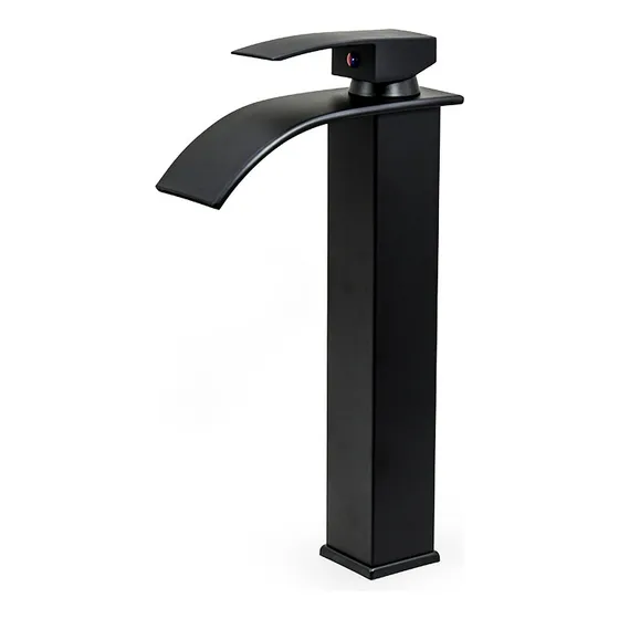 Canilla Alta Negro Mate Moderna Lavatorio Pico Estilo Chato