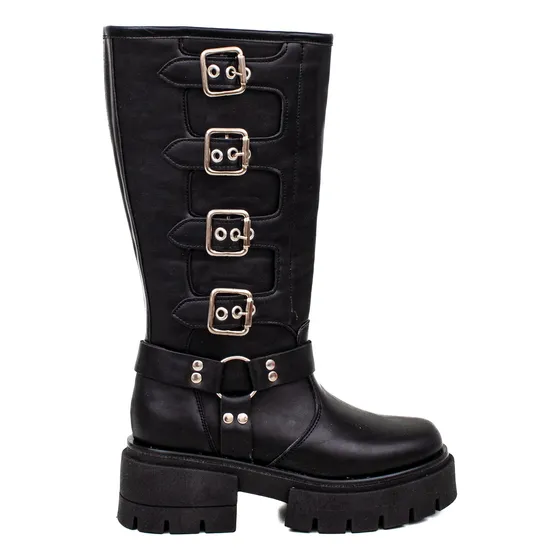 Botas Bucaneras Mujer Taco Caña Alta Invierno Moda Heben 