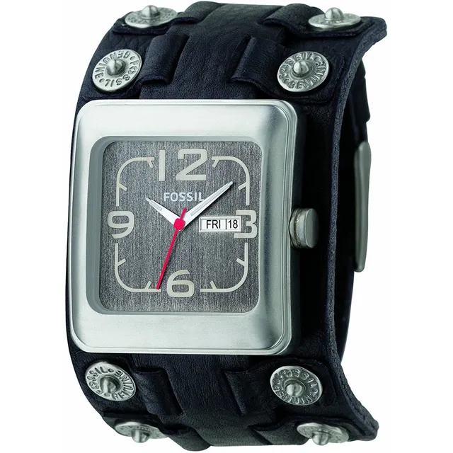 Reloj Fossil Jr9987 Acero Cuero Fechador Brazalete Original