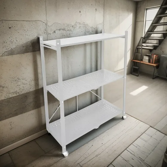 Estanteria Plegable Multiuso Metal Ruedas 3 Estantes LG