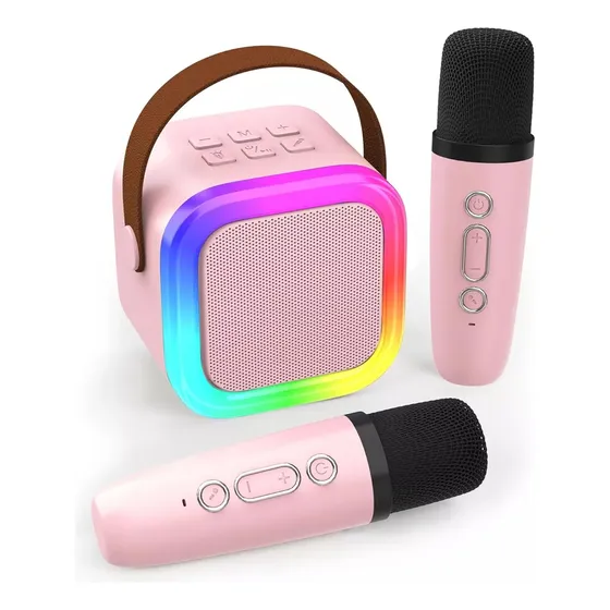 Bocina Karaoke Bluetooth Recargable Portatil Con 2 Microfono
